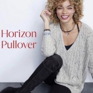 CAbi Horizon Pullover Gray Fog Knit Boxy Oversized Sweater Sz M